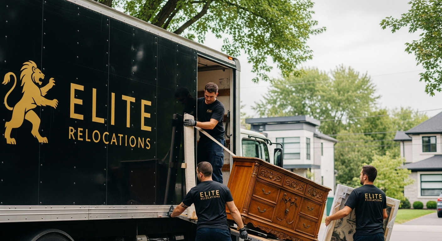Professional residential movers in Ottawa loading furniture into a premium moving truck in an Ottawa neighbourhood